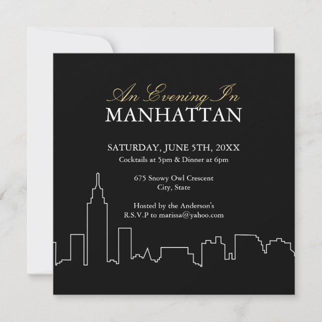 Evening in Manhattan - Custom Invite (Front)