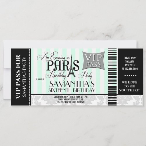 Evening in Paris Sweet 16 Party Invitations