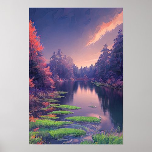 Evening in the Heart of the Swampy Forest Poster