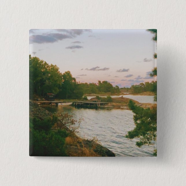 Evening in the swedish archipelago button (Front)