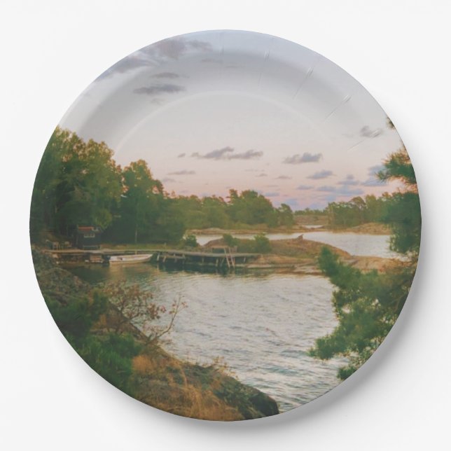 Evening in the swedish archipelago paper plates (Front)