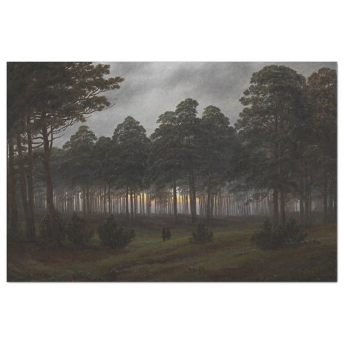 Evening Landscape by Caspar David Friedrich Tissue Paper