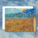 Evening Landscape Moon Vincent van Gogh Postcard<br><div class="desc">A fine art postcard with the post-impressionist painting by Vincent Van Gogh (1853-1890),  Evening Landscape with Rising Moon (1889). A nighttime scene of the wheat fields with a bright orange moon rising above the hills.</div>