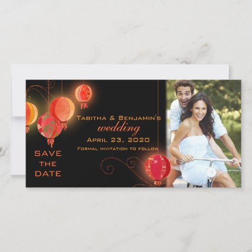 Evening Lanterns Wedding Save the Date Photo Card