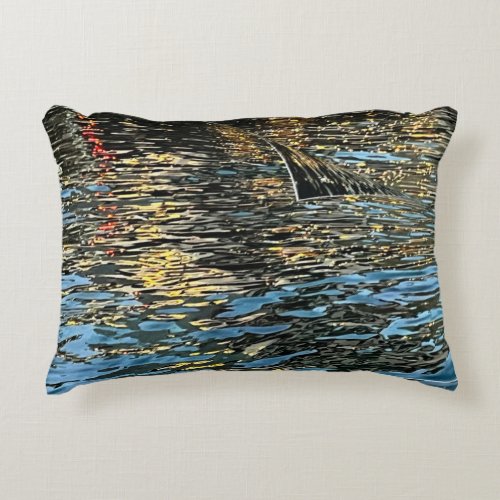 Evening lights on the sea accent pillow