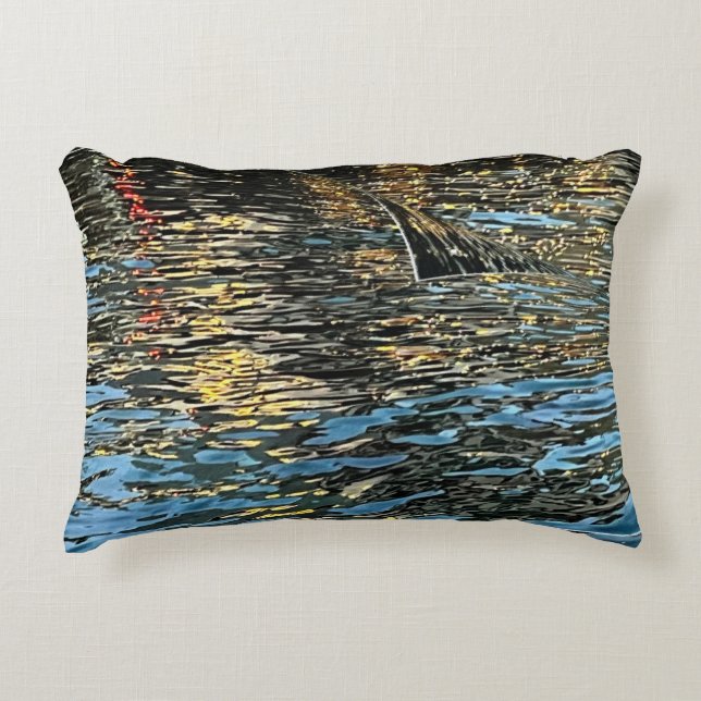 Evening lights on the sea accent pillow (Front)