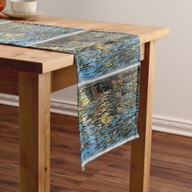 Evening lights on the sea long table runner (In Situ)