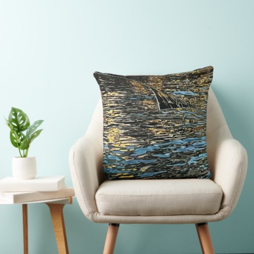 Evening lights on the sea throw pillow