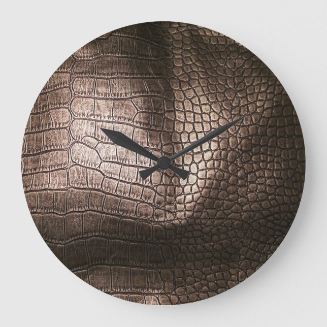 Evening Luxe: Leather Textured Sophistication Large Clock (Front)