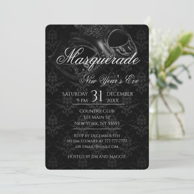 Evening Masquerade Party Invitation (Standing Front)