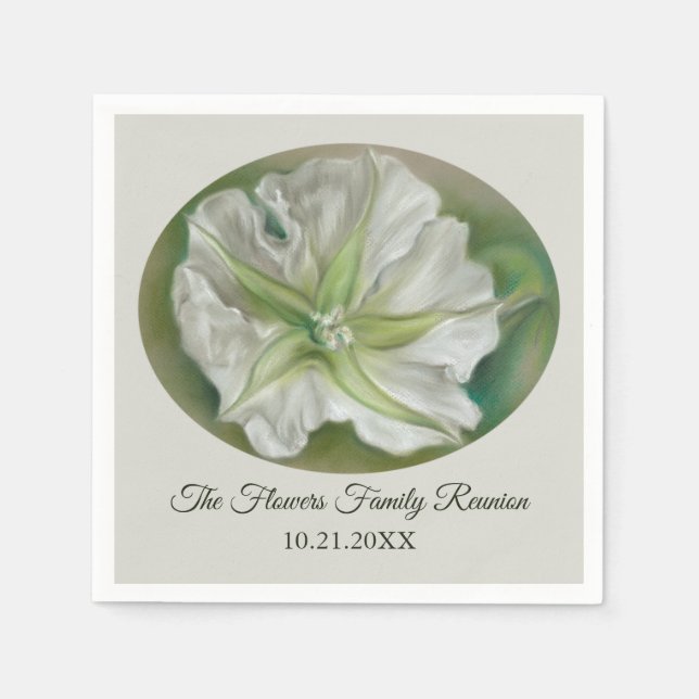 Evening Moonflower Pastel Art Custom Event Napkins (Front)