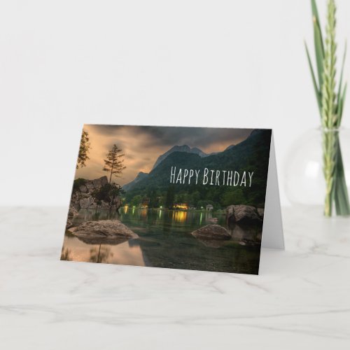Evening Mountain Lake Photograph Birthday Card