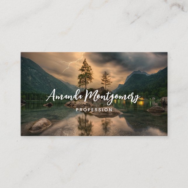 Evening Mountain Lake Photograph Business Card (Front)