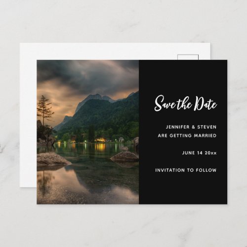 Evening Mountain Lake Photograph Save the Date Invitation Postcard