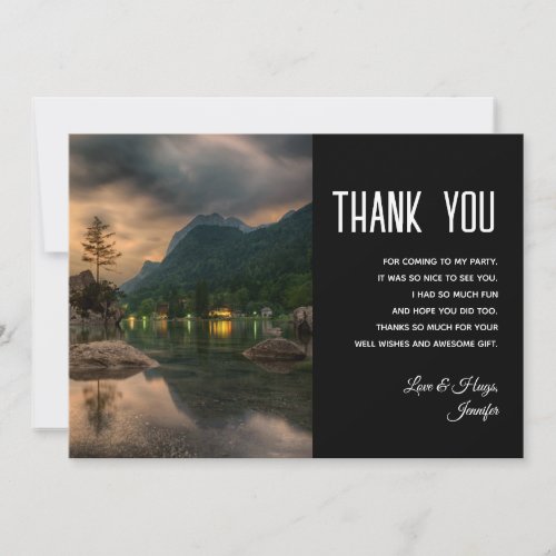 Evening Mountain Lake Photograph Thank You Card