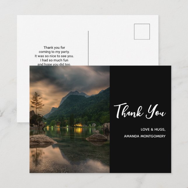 Evening Mountain Lake Photograph Thank You Postcard (Front/Back)