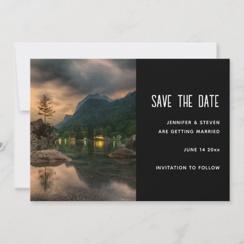 Evening Mountain Lake Photograph _  Wedding Save The Date