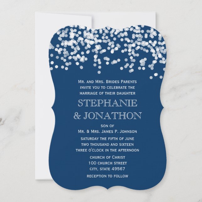 Evening Navy Under the Stars Wedding Invitations (Front)