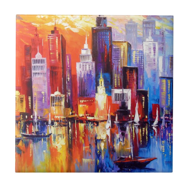Evening new York Ceramic Tile (Front)