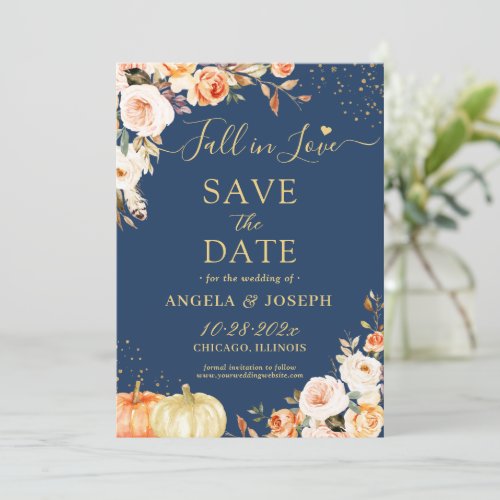 Evening Night Fall in Love Autumn Floral Wedding Save The Date