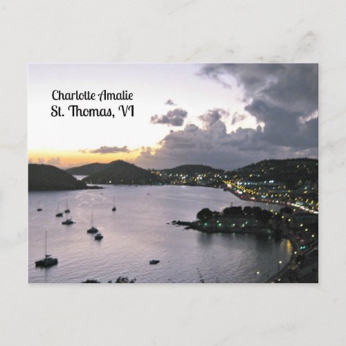 Evening on Charlotte Amalie St Thomas VI Postcard