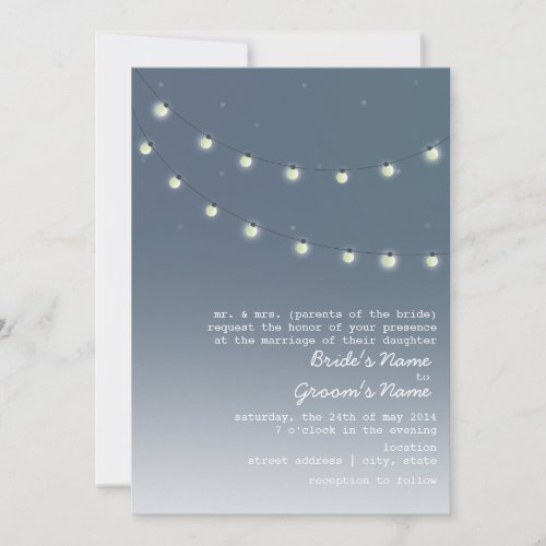 Evening Outdoor Wedding _ String Of Lights Invitation