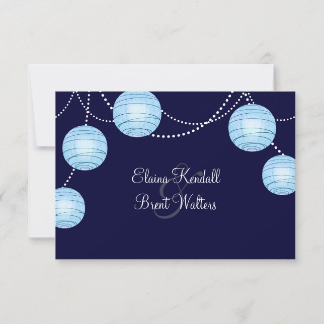 Evening Party Lanterns RSVP in Blue Card (Front)