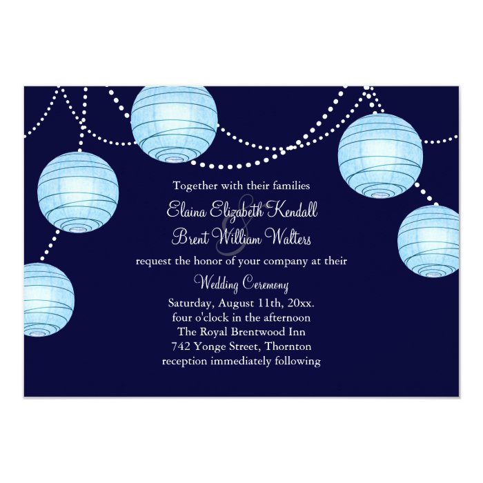 Evening Party Lanterns Wedding Invitation in Blue Zazzle
