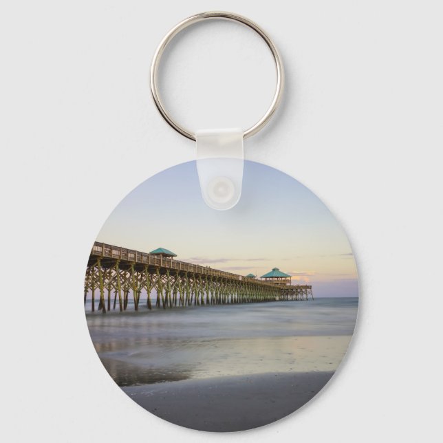 Evening Peace On Folly Beach Keychain (Front)