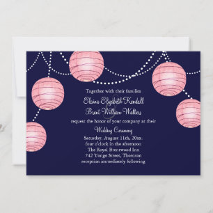 Evening Pink Party Lanterns Wedding Invitation