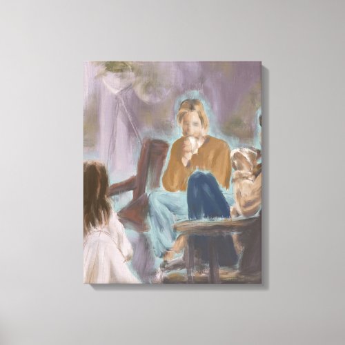 Evening Porch Chats Painting Canvas Print