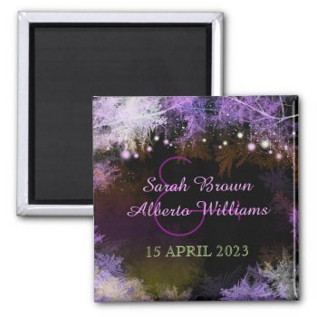 Evening Purple Forest Wedding Save The Date Magnet by BridalHeaven at Zazzle
