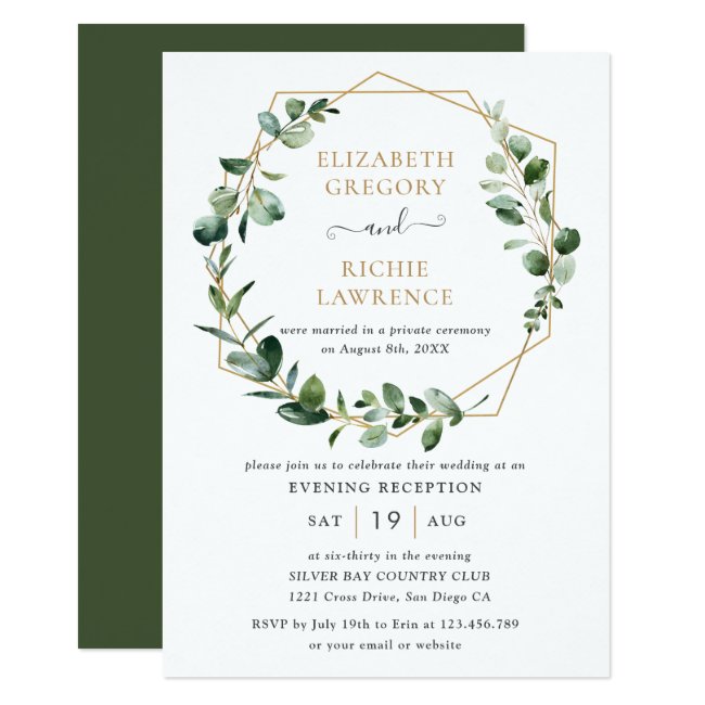 Evening Reception Greenery Geometric Wedding Invitation