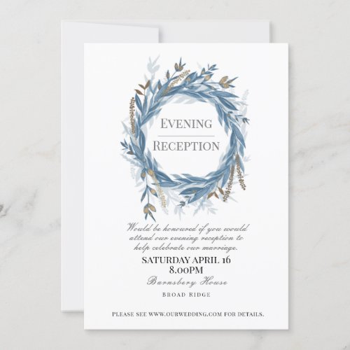Evening Reception invitaiton for wedding Blue Invitation