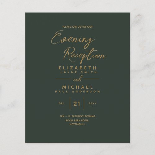 EVENING Reception Invitations Green Gold Wedding