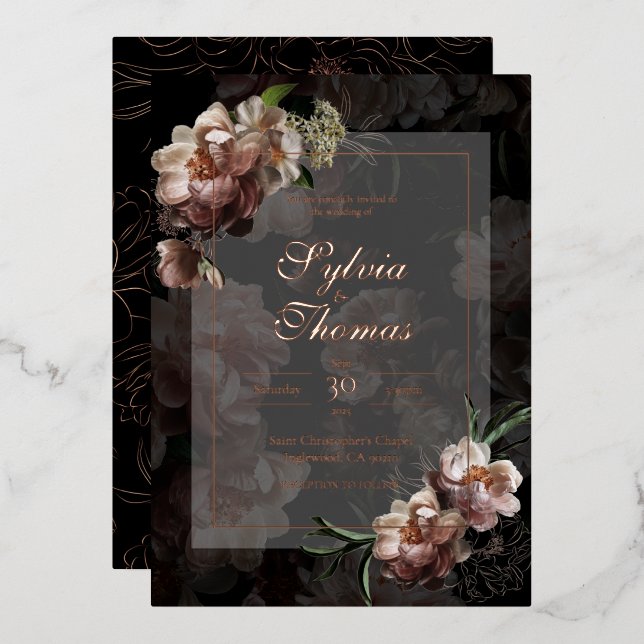 Evening Rose Gold Foil Wedding  Invitation (Front/Back)