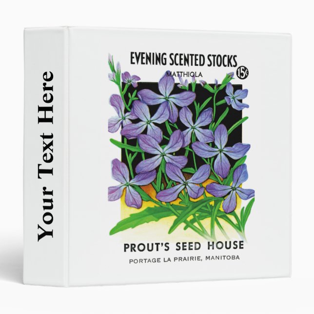 Evening Scented Stocks Seed Packet Label Binder (Front/Spine)