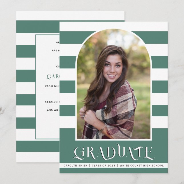 Evening sea Class of 2023 arch photo graduation Announcement (Front/Back)