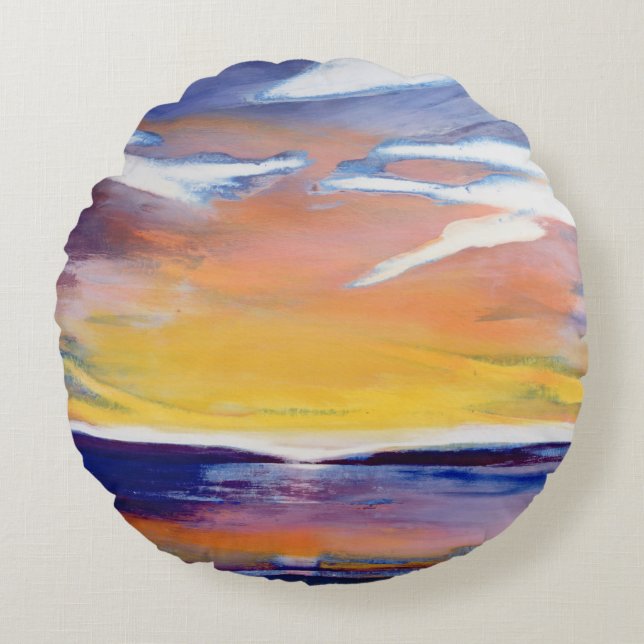 Evening seascape round pillow (Front)