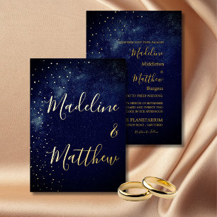 Evening Sky Astral Gold Stars Blue Wedding Foil In Invitation