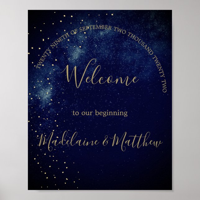 Evening Sky Elegant Stars  Welcome Wedding  Poster (Front)
