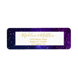 Evening Sky Gold Stars Wedding Monogram Label
