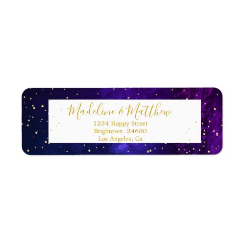 Evening Sky Gold Stars Wedding Monogram Label