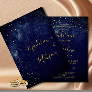 Evening Sky Gold Stars Wedding Rehearsal  Invitation