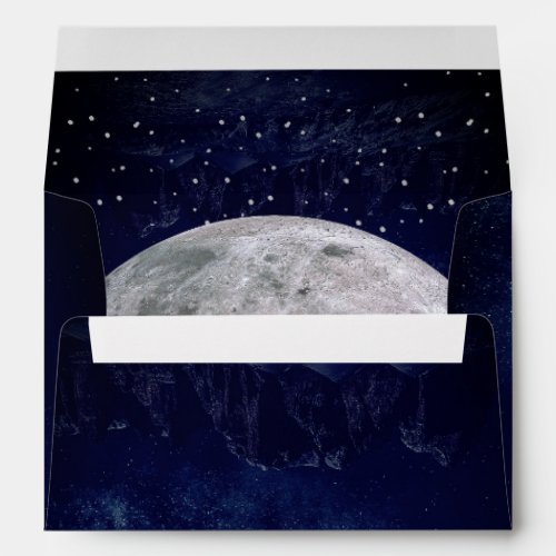 Evening Sky Moon Stars Blue Wedding Monogram Envelope