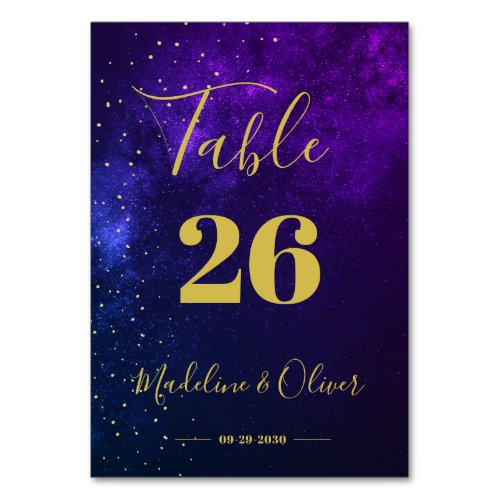 Evening Sky Purple Elegant Wedding Table Number
