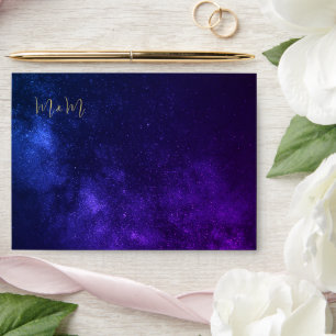 Evening Sky Purple Plum Wedding Monogram Envelope