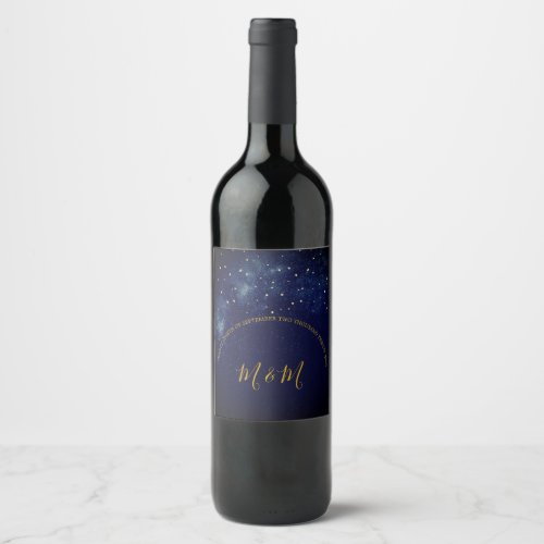 Evening Sky Stars Blue Personal Wedding Wine Label