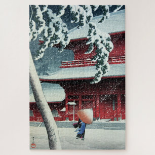 Evening Snow at Edo River Hasui Kawase Circa 1925 Jigsaw Puzzle