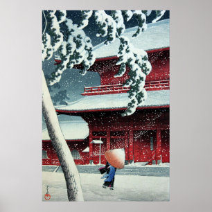 Evening Snow at Edo River Hasui Kawase Circa 1925 Poster
